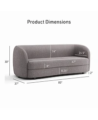 Isabella 82.5" Boucle Fabric Curved Sofa