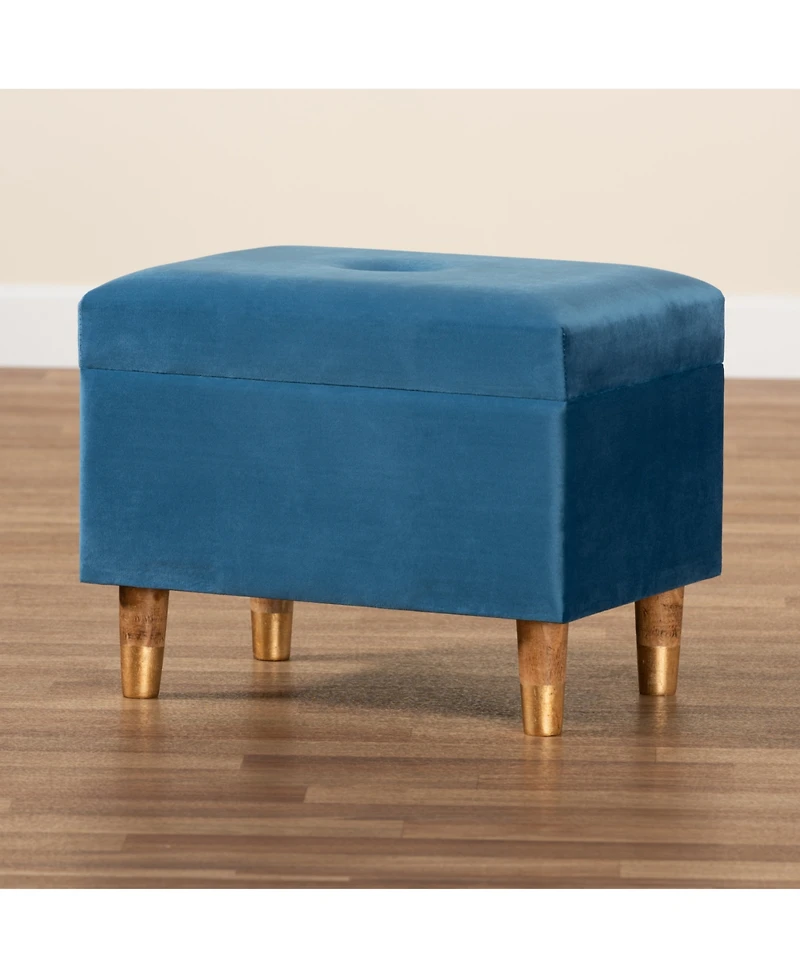 Baxton Studio Elias Modern and Contemporary Velvet Fabric Upholstered Finished Wood Storage Ottoman