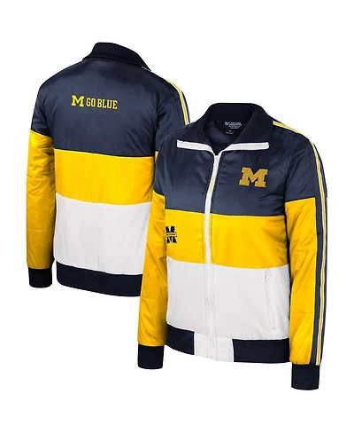 Women's The Wild Collective Maize Michigan Wolverines Color-Block Puffer Full-Zip Jacket