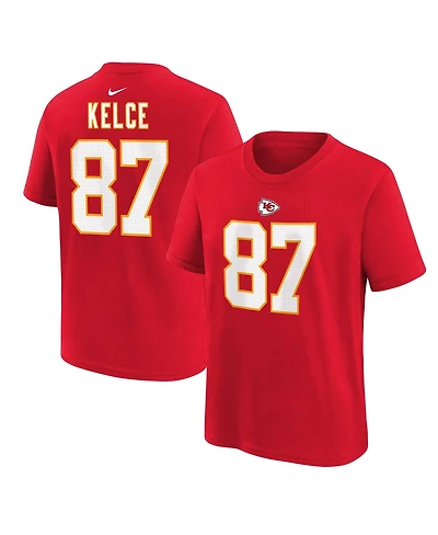 Big Boys Nike Travis Kelce Red Kansas City Chiefs Player Name and Number T-shirt