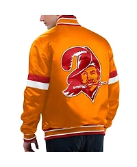 Men's Starter Orange Distressed Tampa Bay Buccaneers Gridiron Classics Home Game Satin Full-Snap Varsity Jacket