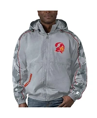 Men's Starter Gray Distressed Tampa Bay Buccaneers Thursday Night Gridiron Throwback Full-Zip Jacket