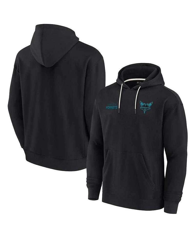 Men's and Women's Fanatics Signature Black Charlotte Hornets Super Soft Fleece Pullover Hoodie