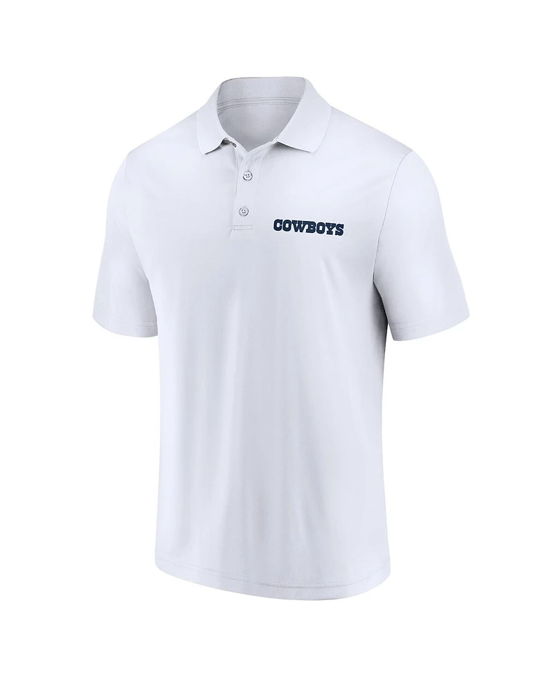Men's Fanatics White, Navy Dallas Cowboys Lockup Two-Pack Polo Shirt Set