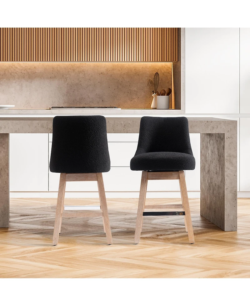 26" Upholstered Swivel Counter Height Bar Stools (Set of 2)