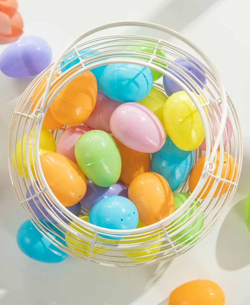 Glitzhome 90 Pack 2.25" H Easter Plastic Fillable Eggs in 6 Colors, 15 of Each