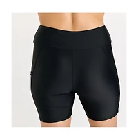 Calypsa Plus Size Mid-Thigh Swim Shorts With Pockets