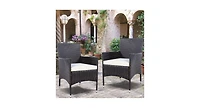 Set of 2 Rattan Patio Cushioned Chairs