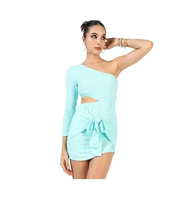Campus Sutra Women's Light Blue Solid Cutout Dress