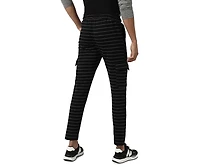 Campus Sutra Men's Black Horizontal Striped Casual Joggers