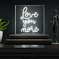 Jonathan Y Love You More Square Contemporary Glam Acrylic Box Usb Operated Led Neon Light