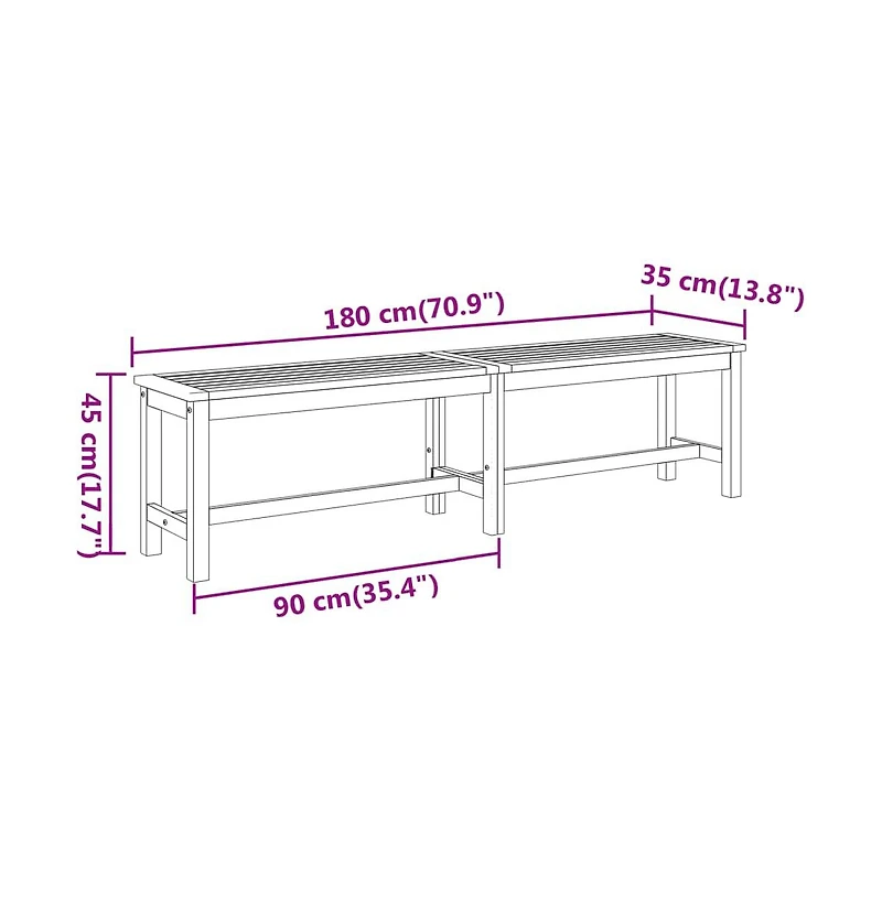 Patio Bench 70.9"x13.8"x17.7" Solid Wood Acacia