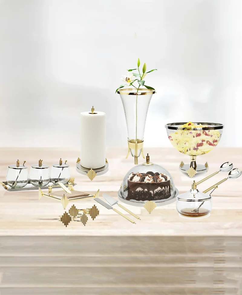 Classic Touch Cake Dome with Stainless Steel Base Symmetrical Design