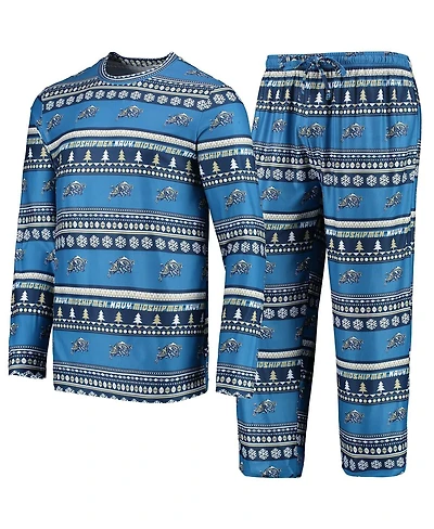 Men's Concepts Sport Navy Midshipmen Ugly Sweater Long Sleeve T-shirt and Pants Sleep Set