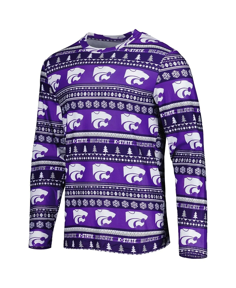 Men's Concepts Sport Purple Kansas State Wildcats Swivel Long Sleeve T-shirt and Pants Sleep Set