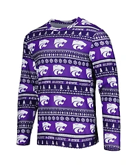 Men's Concepts Sport Purple Kansas State Wildcats Swivel Long Sleeve T-shirt and Pants Sleep Set