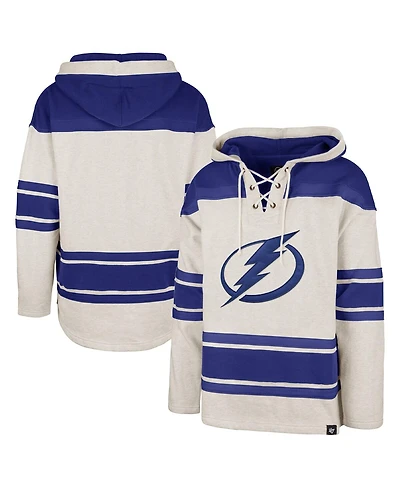 Men's '47 Brand Oatmeal Tampa Bay Lightning Rockaway Lace-Up Pullover Hoodie
