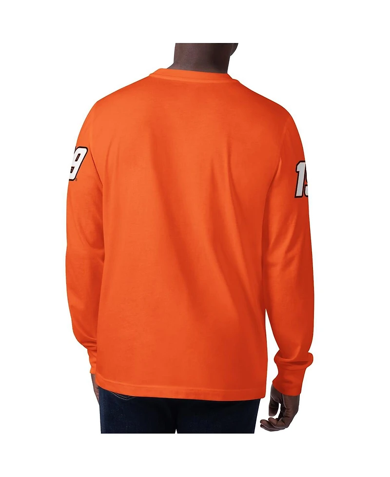 Men's Starter Orange Martin Truex Jr Clutch Hit Graphic Long Sleeve T-shirt