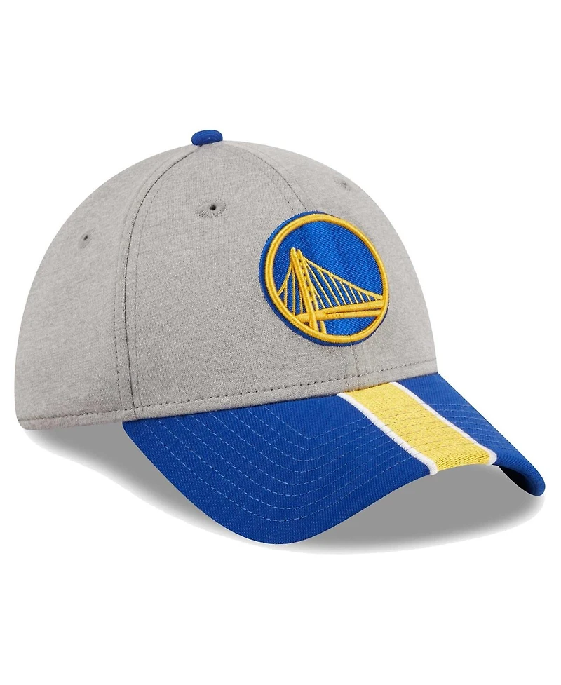 Men's New Era Gray, Royal Golden State Warriors Striped 39THIRTY Flex Hat
