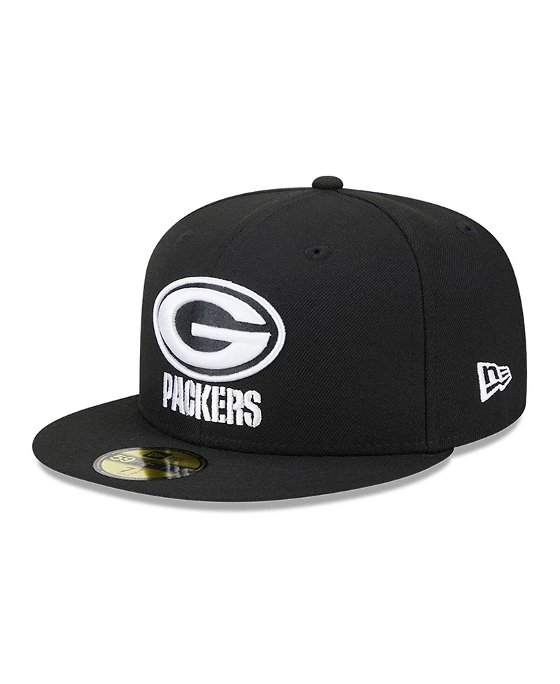 Men's New Era Black Green Bay Packers Main Patch 59FIFTY Fitted Hat