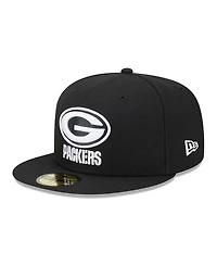 Men's New Era Black Green Bay Packers Main Patch 59FIFTY Fitted Hat