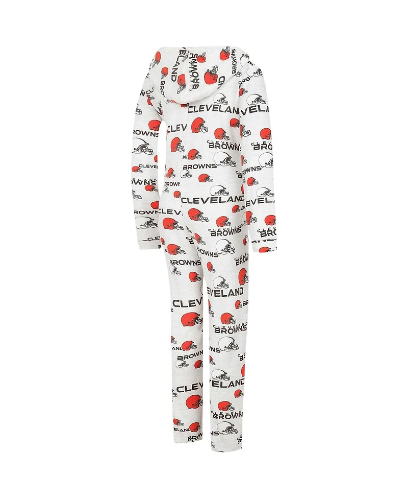 Women's Concepts Sport Cream Cleveland Browns Docket Hoodie Full-Zip Union Suit
