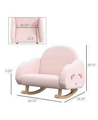 Qaba Kids Rocking Chair, Cloud Shaped Children Rocker Armchair for Nursery Playroom Preschool, with Solid Wood Legs, Anti-Tipping Design, for 1.5-5 Ye