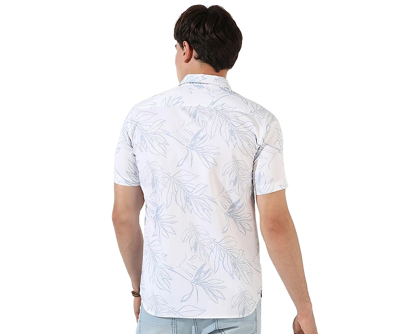 Campus Sutra Men's White Printed Regular Fit Casual Shirt