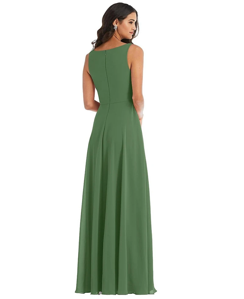 Women's Deep V-Neck Chiffon Maxi Dress