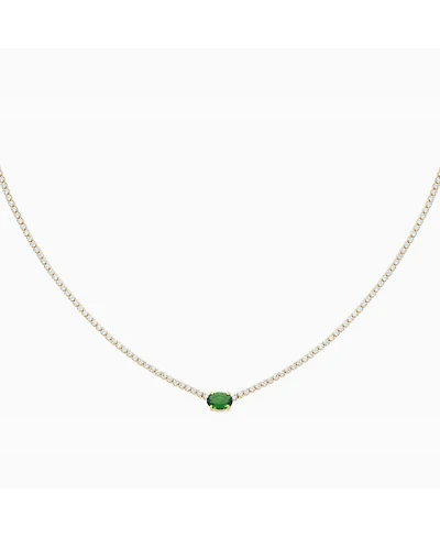 Sterling Silver 18k Gold Plated Priscilla Tennis Necklace