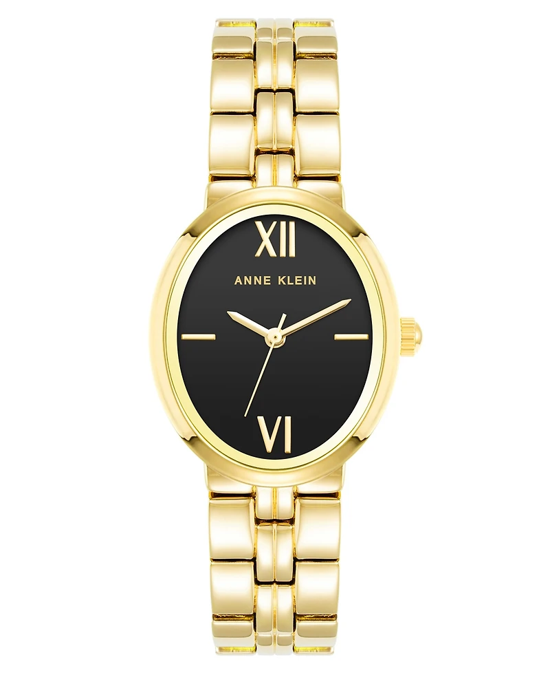 Anne Klein Women's Quartz Oval Gold-Tone Alloy Bracelet Watch, 26mm