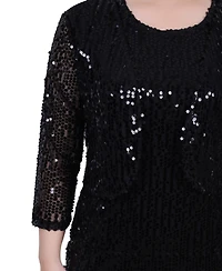 Ny Collection Women's Sequined Bolero Jacket and Dress, 2 Piece Set