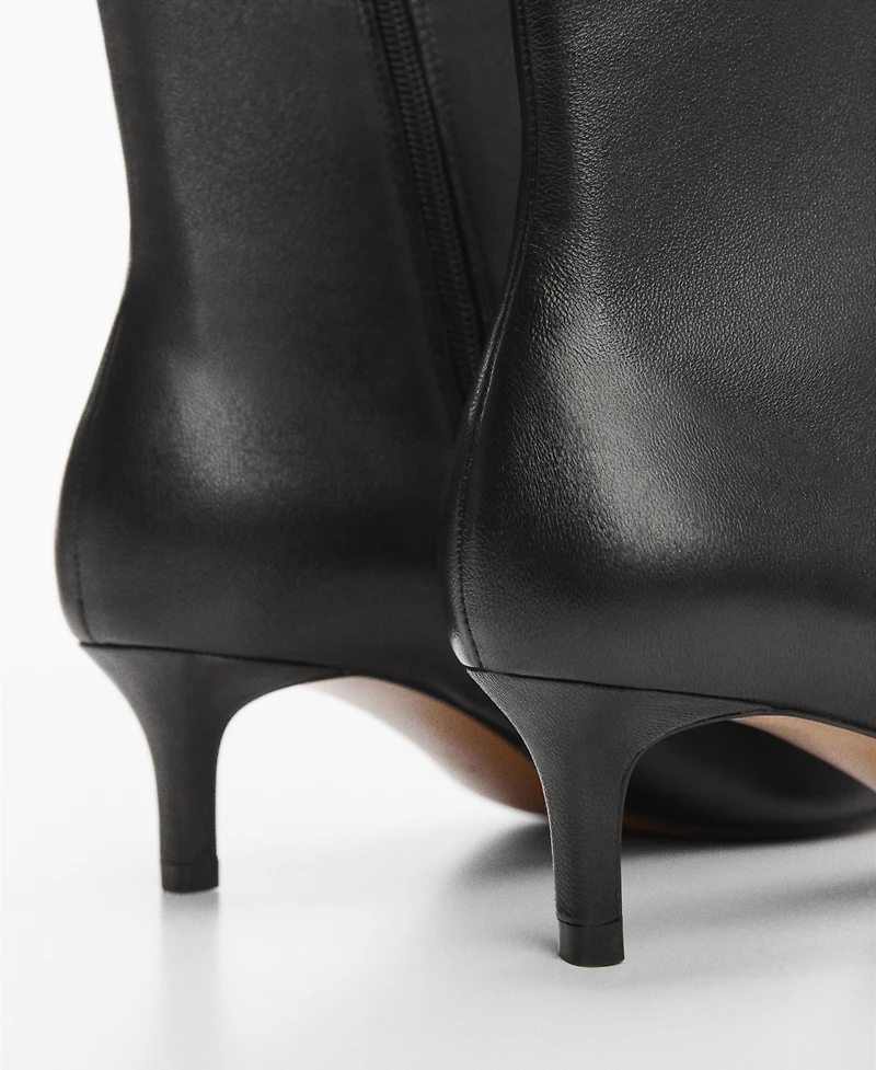 Mango Women's Kitten Heels Leather Boots