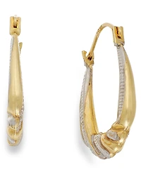 Two-Tone Shrimp Hoop Earrings in 10k Gold