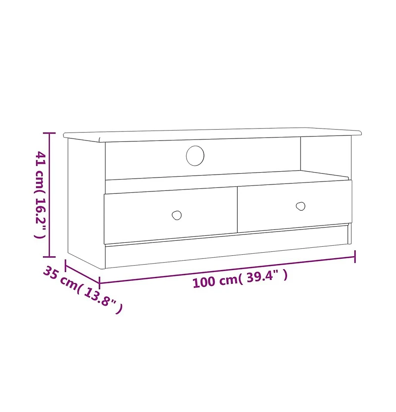 Tv Stand with Drawers Alta 39.4"x13.8"x16.1" Solid Wood Pine