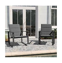 Brevyn Set Of 2 Flex Comfort Outdoor Rocking Chairs With Steel Frames