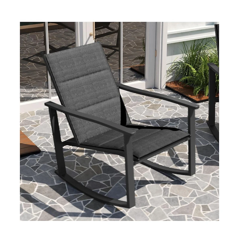 Brevyn Set Of 2 Flex Comfort Outdoor Rocking Chairs With Steel Frames