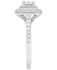 Diamond Princess Double Halo Engagement Ring (1 ct. t.w.) in 14k White Gold