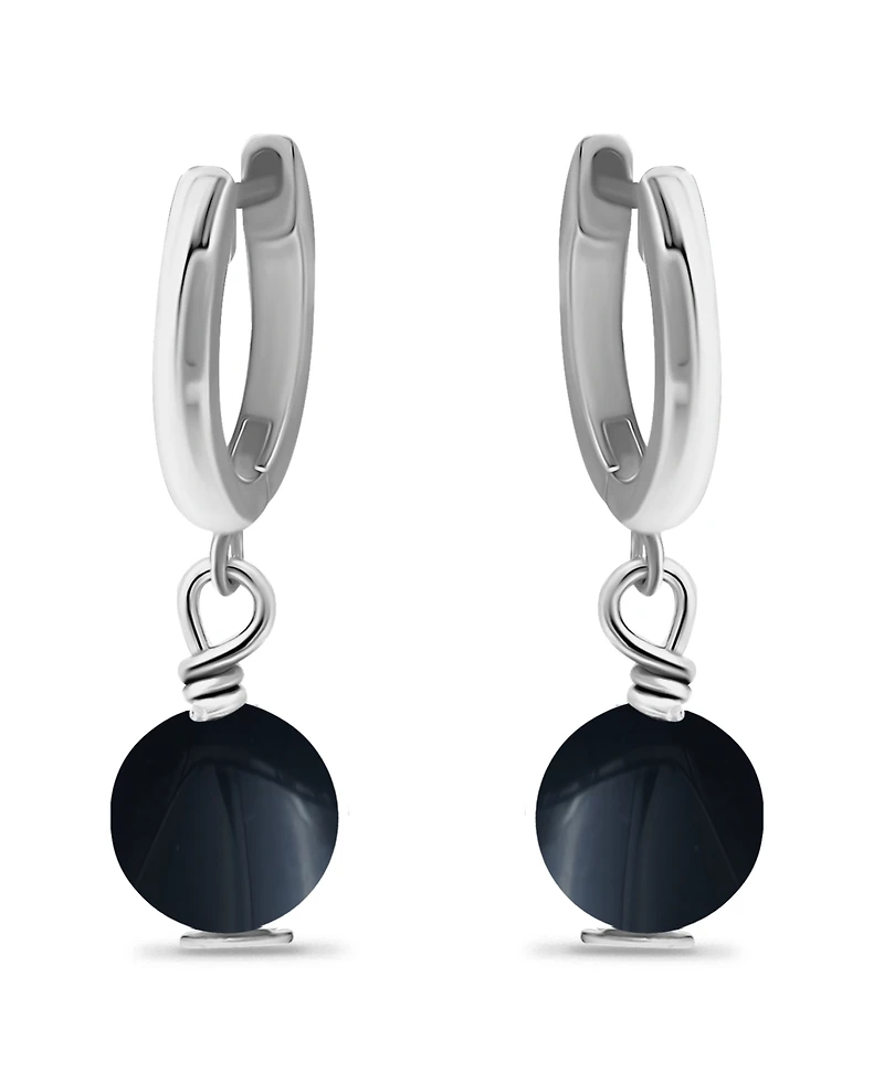 Macy's Silver Plated Multi Genuine Stone Huggie Hoop Earrings