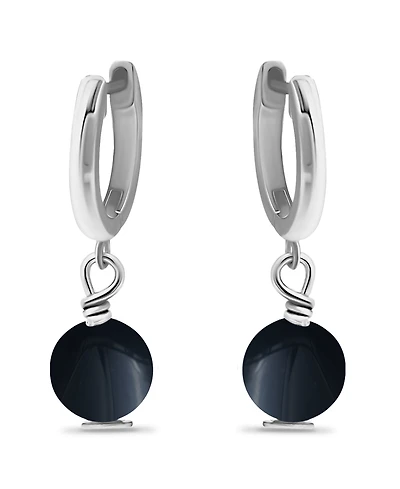 Macy's Silver Plated Multi Genuine Stone Huggie Hoop Earrings