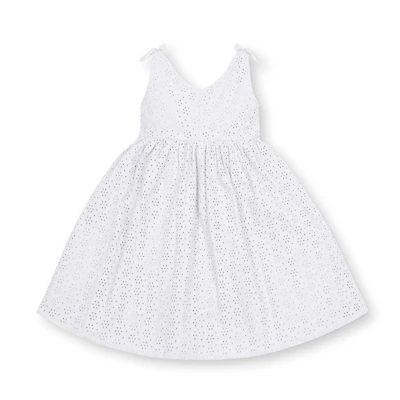 Hope & Henry Girls' Sleeveless Bow Shoulder Swing Dress