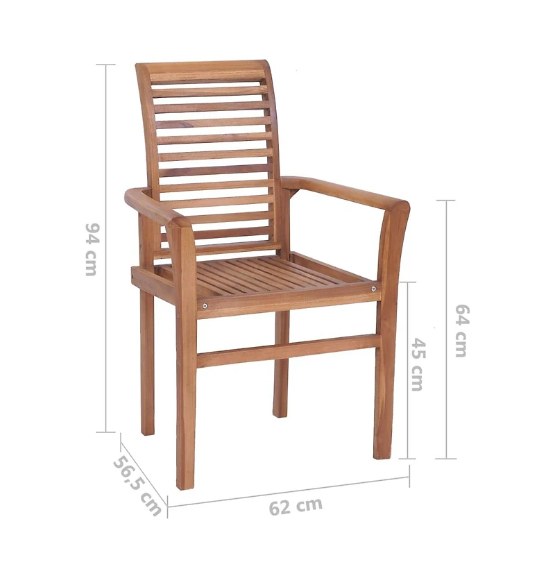 Stacking Dining Chairs 4 pcs Solid Teak