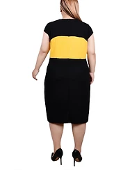 Ny Collection Plus 3/4 Sleeve Colorblocked Dress, 2 Piece Set