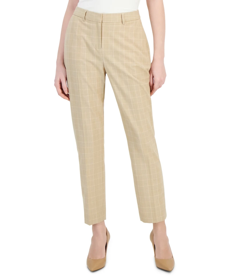 Tahari Asl Women's Plaid Straight Mid-Rise Pants