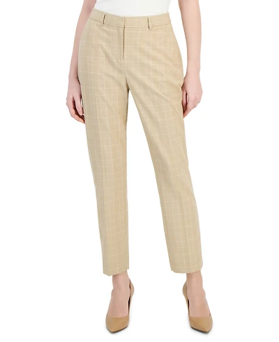 Tahari Asl Women's Plaid Straight Mid-Rise Pants