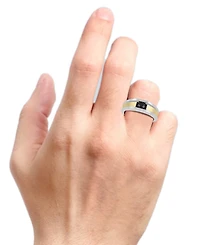 Men's Black Diamond Concave Ring (1/2 ct. t.w.) in Sterling Silver & 14k Gold-Plate