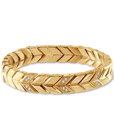 Blackjack Men's Cubic Zirconia Chevron Link Bracelet Stainless Steel