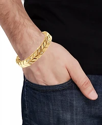 Blackjack Men's Cubic Zirconia Chevron Link Bracelet Stainless Steel