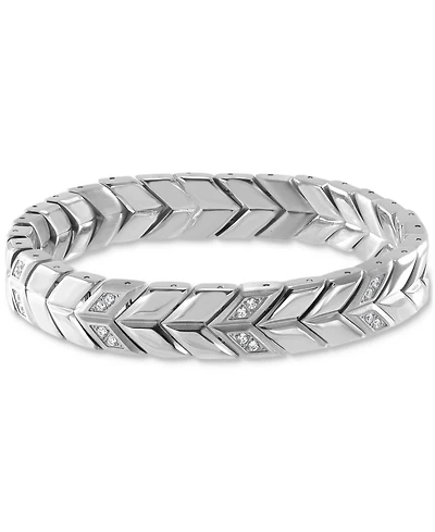 Blackjack Men's Cubic Zirconia Chevron Link Bracelet in Stainless Steel
