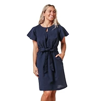 Hope & Henry Women's Bell Sleeve Linen Keyhole Dress